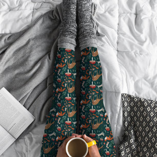 Süße Waldtiere Grüner Weihnachtswald Leggings
