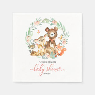 Süße Waldtiere Grünes Babyshower Serviette