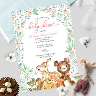 Süße Waldtiere Grünzeug Babyparty Einladung