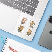 Süße Waldtiere mit Bleistift-Stickerblatt Aufkleber (Laptop mit iPhone)