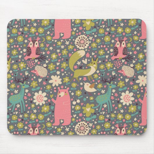 Süße Waldtiere Muster Mousepad (Vorne)