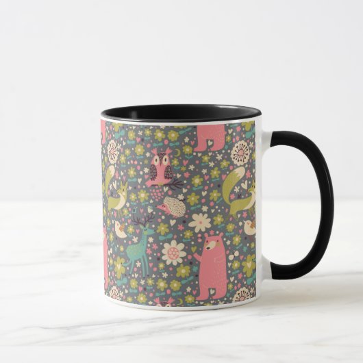 Süße Waldtiere Muster Tasse (Rechts)