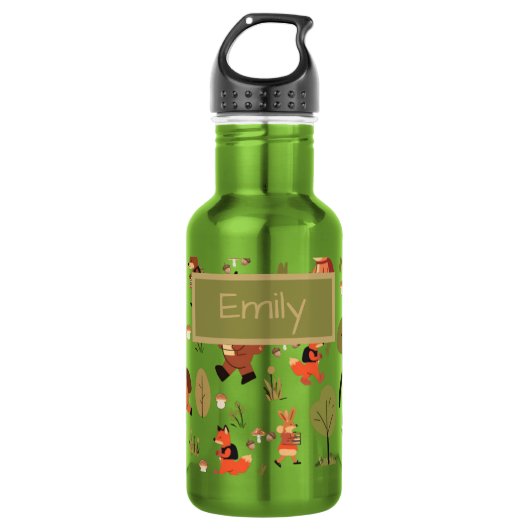 Süße Waldtiere Personalisieren Kindername Edelstahlflasche (Vorderseite)
