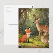 Süße Waldtiere Waldszene Postkarte (Vorne/Hinten)
