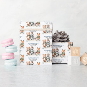 Süße Waldtiere Wandernde Jungen-Baby-Party Geschenkpapier