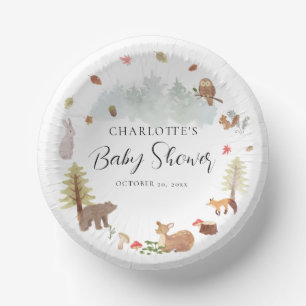 Süße Waldtiere Wasserfarbe Baby Shower Pappteller