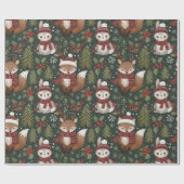 Süße Waldtiere Winter Muster Geschenkpapier (Flach)