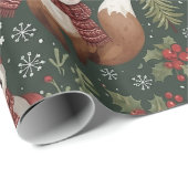 Süße Waldtiere Winter Muster Geschenkpapier (Rolleneckpunkt)
