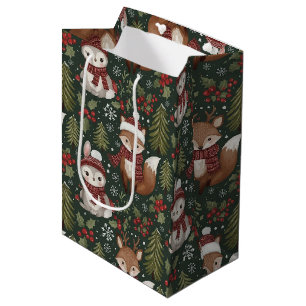 Süße Waldtiere Wintermuster Mittlere Geschenktüte
