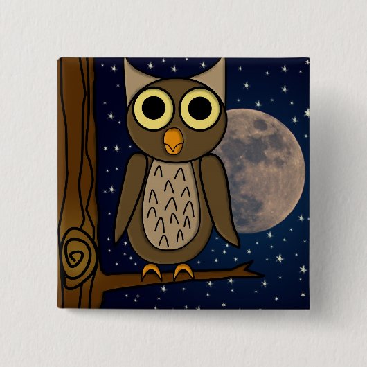 Süße Waldvogel-Kunst Button (Vorderseite)