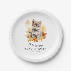 Süße Waldwolf-Welpen-Herbst-Baby-Party Pappteller