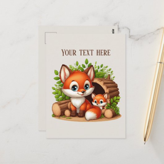Süße Wandernde Fuchs Liebhaber anpassbar Postkarte (Vorderseite/Rückseite Beispiel)