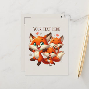 Süße Wandernde Fuchs Liebhaber anpassbar Postkarte