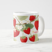 Süße Wangen Custom Red Erdbeeren Weiße Blume Jumbo-Tasse (Vorderseite Rechts)