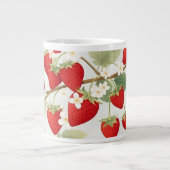 Süße Wangen Custom Red Erdbeeren Weiße Blume Jumbo-Tasse (Vorderseite)