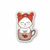 Süße warme Liebe für Katzen und Kaffee Aufkleber (Vorderseite)