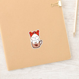 Süße warme Liebe für Katzen und Kaffee Aufkleber