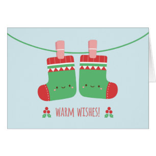 Süße warme Wünsche Weihnachts-Socken-Grußkarte