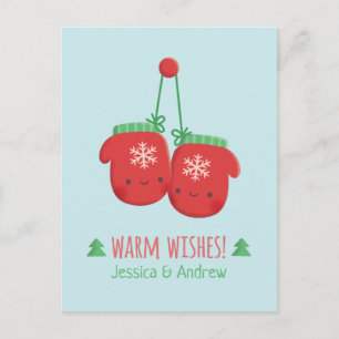 Süße warme Wünsche Weihnachtshandschuhe Paar Postkarte