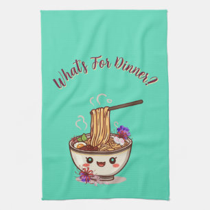 Süße "Was gibt's zum Abendessen?" Mintgrüne Ramen- Geschirrtuch