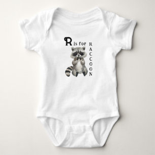 Süße Waschbär-Illustration - R steht für WASCHBÄR  Baby Strampler