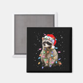 Süße Waschbär-Weihnachtsbaum-Lichter-Pyjama-Waschb Magnet (Vorderseite/Rückseite)
