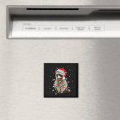 Süße Waschbär-Weihnachtsbaum-Lichter-Pyjama-Waschb Magnet (In Situ (Geschirrspüler))
