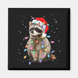 Süße Waschbär-Weihnachtsbaum-Lichter-Pyjama-Waschb Magnet