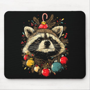 Süße Waschbär-Weihnachtsdekoration Festliche Xmas- Mousepad