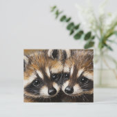 Süße Waschbärbabys Malerei Postkarte (Stehend Vorderseite)