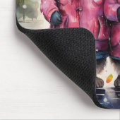 Süße Waschbären im Regen Mousepad (Ecke)