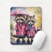 Süße Waschbären im Regen Mousepad (Mit Mouse)