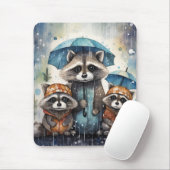 Süße Waschbären im Regen Mousepad (Mit Mouse)