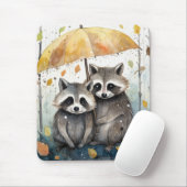 Süße Waschbären im Regen Mousepad (Mit Mouse)