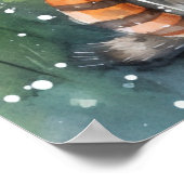 Süße Waschbären im Regen Poster (Ecke)