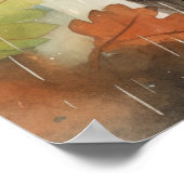 Süße Waschbären im Regen Poster (Ecke)