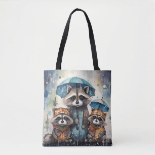 Süße Waschbären im Regen  Tasche
