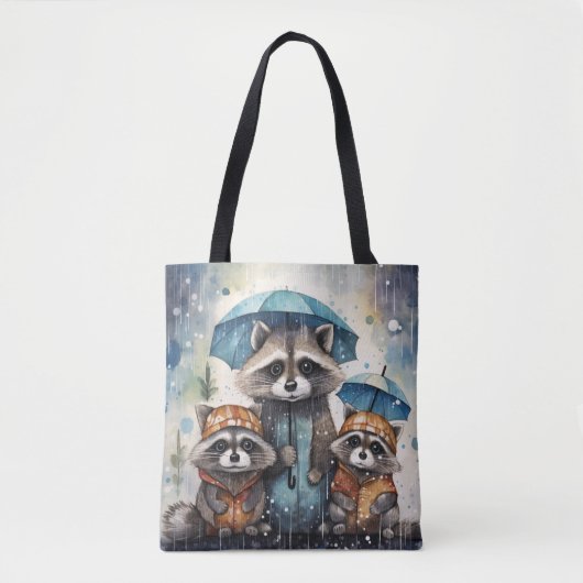 Süße Waschbären im Regen Tasche (Vorderseite)