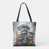 Süße Waschbären im Regen Tasche (Rückseite)