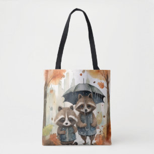 Süße Waschbären im Regen  Tasche