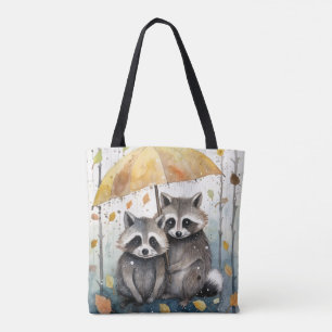 Süße Waschbären im Regen  Tasche