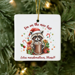 Süße Waschbären-Leckerei von Santa Keramikornament
