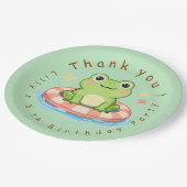 Süße Wasserfarb-Frosch-Poolparty-Geburtstag  Pappteller (Schrägansicht)