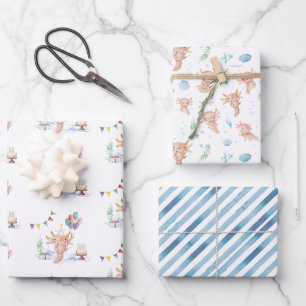 Süße Wasserfarbe Axolotl Geburtstagsfeier Geschenkpapier Set