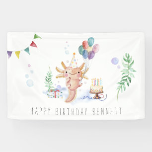 Süße Wasserfarbe Axolotl Geburtstagsfeier Willkomm Banner
