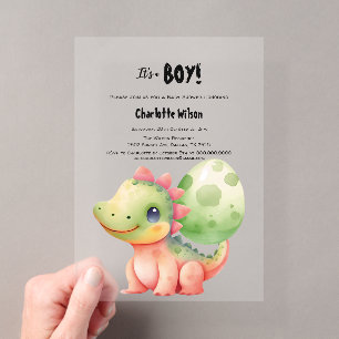 Süße Wasserfarbe-Baby-Dinosaurier-Baby-Party Acryleinladungen