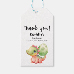 Süße Wasserfarbe-Baby-Dinosaurier-Baby-Party Geschenkanhänger