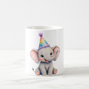 Süße Wasserfarbe Baby-Elefant Geburtstagsfeier-Hut Kaffeetasse