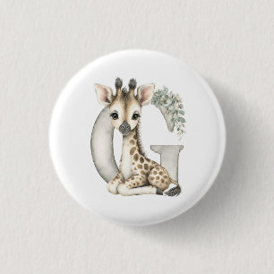 Süße Wasserfarbe-Baby-Tier-Alphabet-Giraffe Button