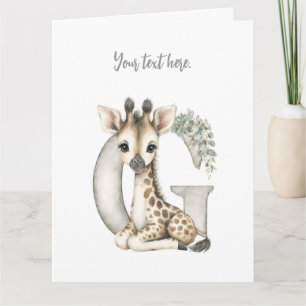Süße Wasserfarbe-Baby-Tier-Alphabet-Giraffe Dankeskarte